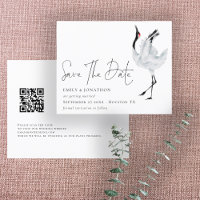 Budget Crane Script QR Code Save The Date