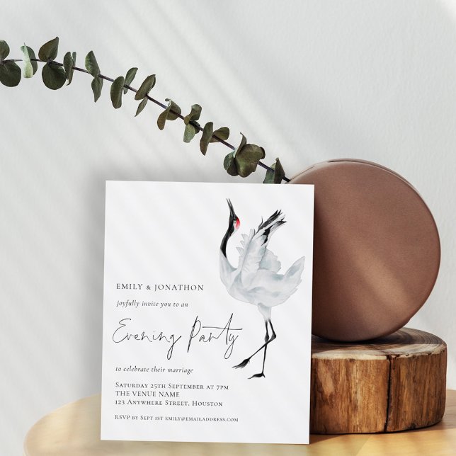 Budget Crane Wedding Evening Party Invitation (Creator Uploaded)