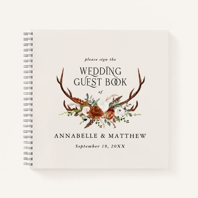 Budget crème rouille fleurie mariage livre d'hôtes (Devant)