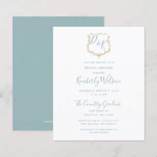 Budget Crest Dusty blue Bridal Shower Invitation