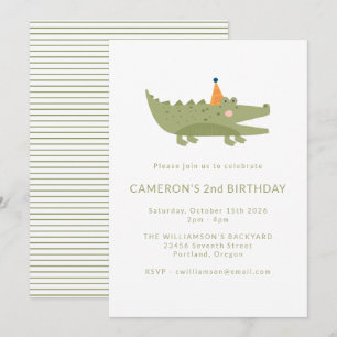 Budget Crocodile vert 2e Invitation anniversaire