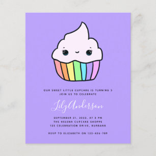 Budget Cupcake Kid's Birthday Party Invitation