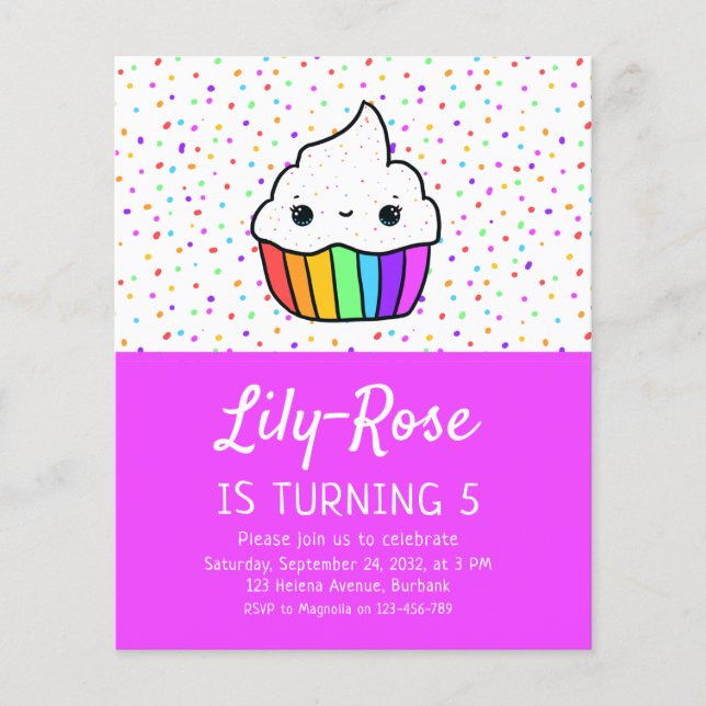 BUDGET Cupcake Sprinkles Birthday Party Invitation (Front)