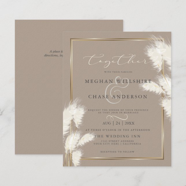 Budget Custom Abby1 Elegant Ivory Pampas Grass (Front/Back)