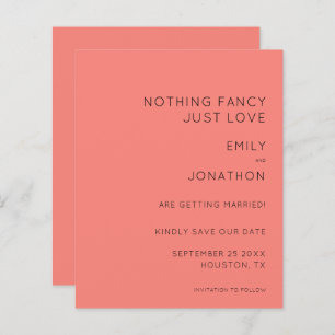 Budget Custom Coral Rose Wedding Save the Date