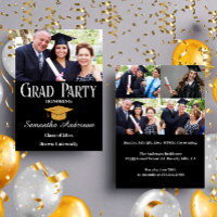 Budget Custom Photo Collage Black Graduation Party