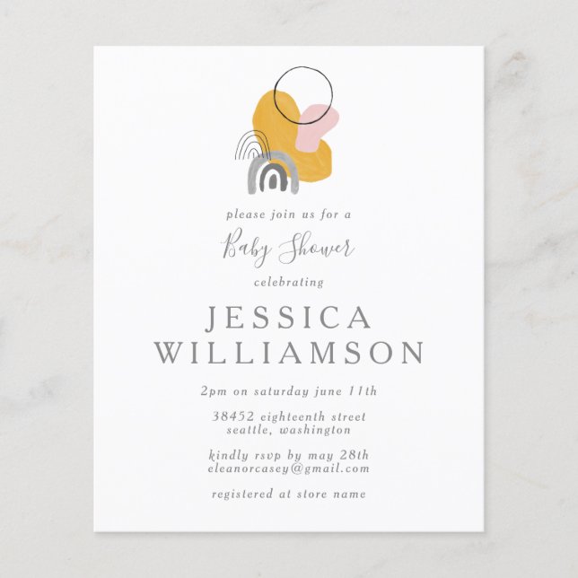 Budget Cute Abstract Boho Yellow Baby Shower (Front)