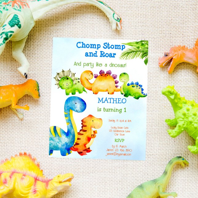 Budget Cute Baby dinosaur birthday party invitatio (Creator Uploaded)