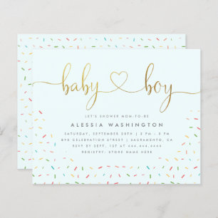 Budget Cute Confetti Sprinkle Gold Boy Baby Shower