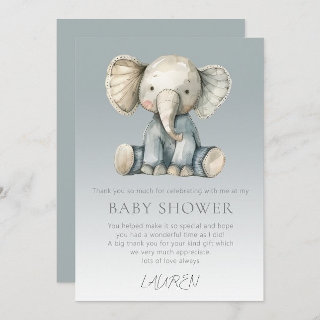 Budget Cute Elephant Baby Shower Card (Front/Back)