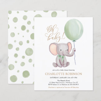 Budget Cute Elephant Baby Shower Invitation