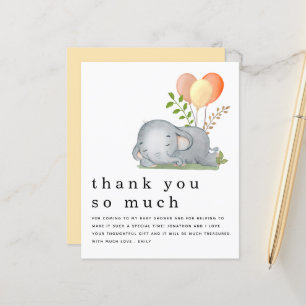 BUDGET Cute Elephant Yellow Baby Shower Thank You