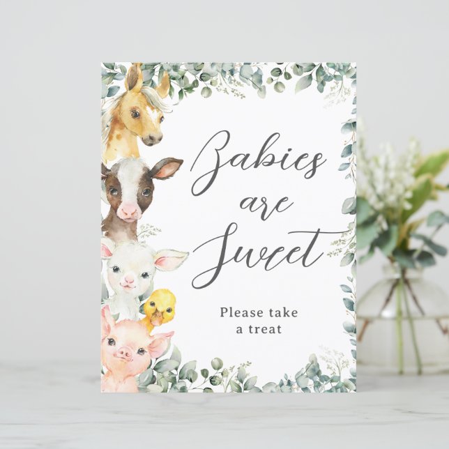 Budget Cute Farm Animals Baby are Sweet Treat Sign (Standing Front)