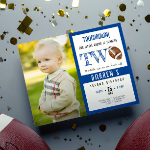 Budget Cute Football Photo Boy 2nd Birthday Invite