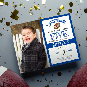 Budget Cute Football Photo Boy Birthday Invite