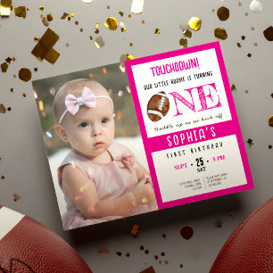 Budget Cute Football Photo Girl 1st Birthday