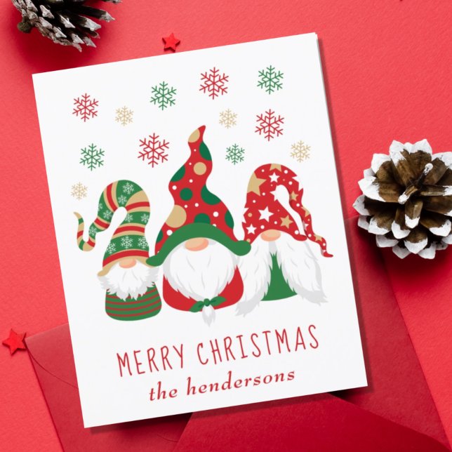 Budget Cute Gnomes Merry Christmas Holiday Card (Creator Uploaded)