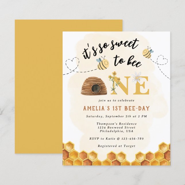 Budget Cute It’s so sweet to bee one 1st birthday (Front/Back)