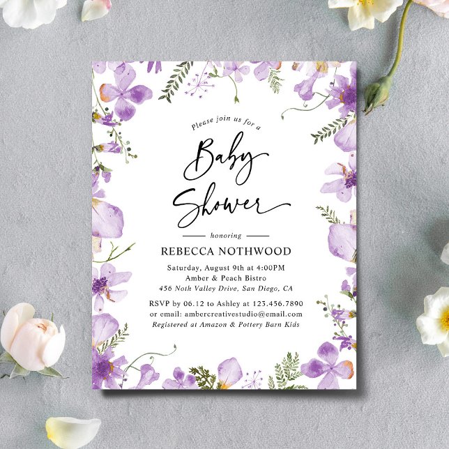 Budget Cute Lilac Neutral Baby Shower Invitation (Creator Uploaded)