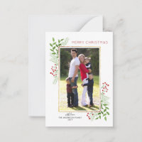 Budget Cute Merry Christmas Berries Photo Holiday