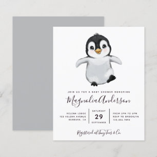 Budget Cute Penguin Baby Shower Invitation