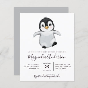 Budget Cute Penguin Baby Shower Invitation