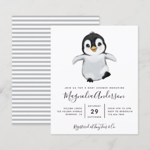 Budget Cute Penguin Baby Shower Invitation