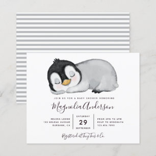 Budget Cute Penguin Baby Shower Invitation