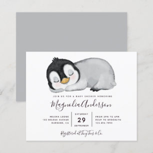 Budget Cute Penguin Baby Shower Invitation