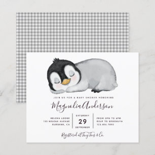 Budget Cute Penguin Baby Shower Invitation