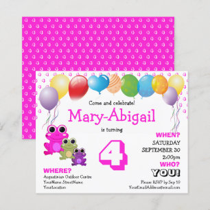 Budget Cute Pink Girls Birthday Invitation