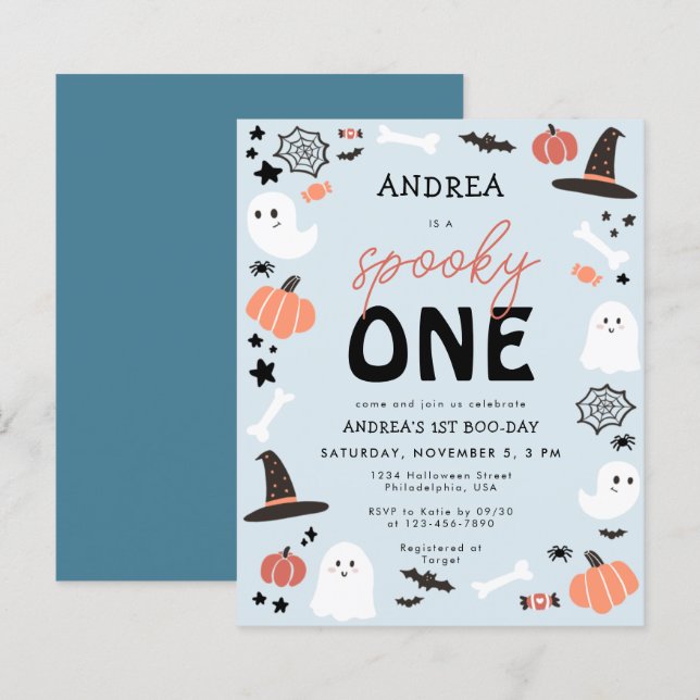 Budget Cute Spooky One Halloween Boy 1st Birthday  (Front/Back)