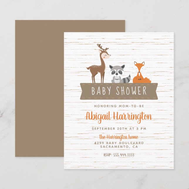 Budget Cute Woodland Animals Banner Baby Shower (Front/Back)