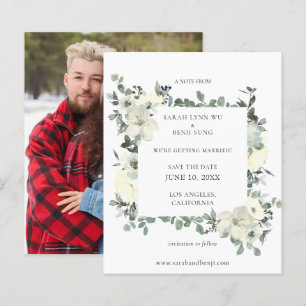 Budget D Blue & White Floral Save the Date Photo