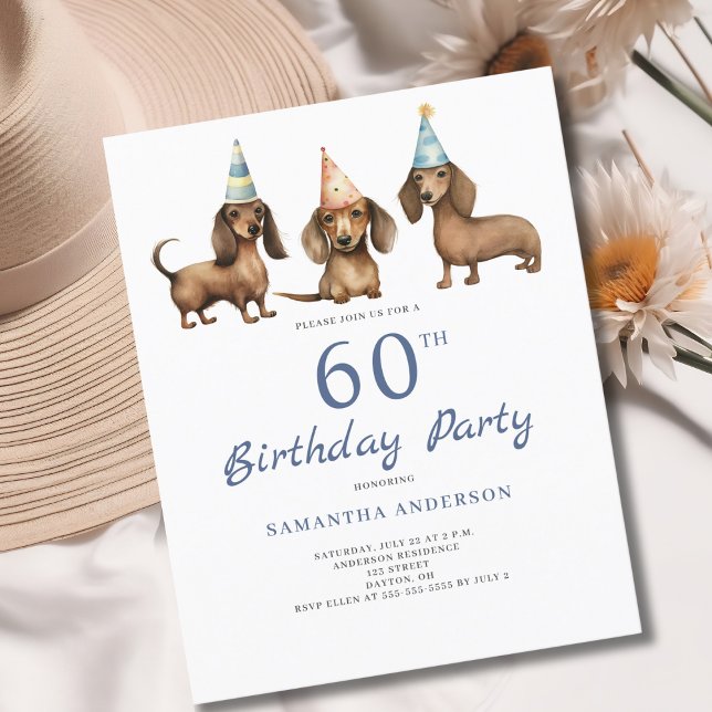 Budget Dachshund Dog 60th Birthday Invitation Flyer (Creator Uploaded)