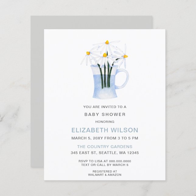 Budget Daisy Gender Neutral Baby Shower Invitation (Front/Back)