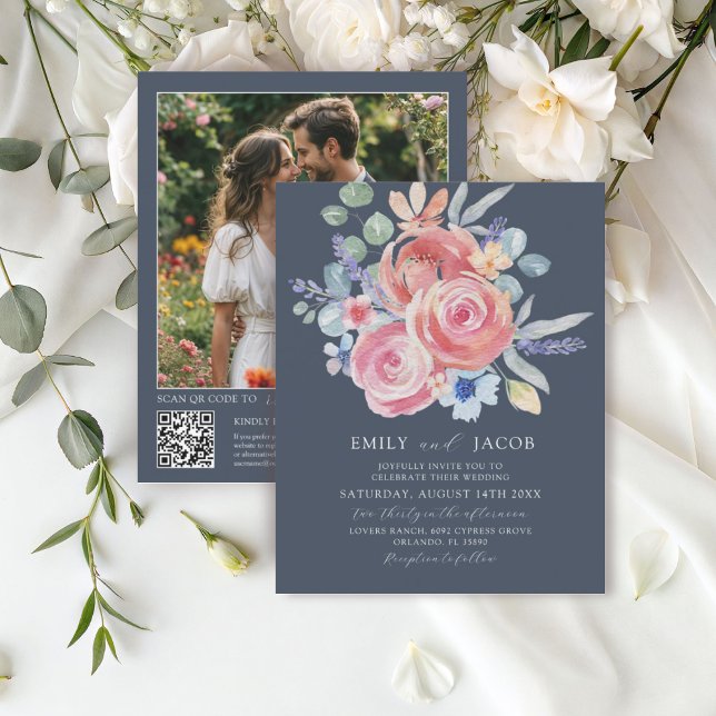 Budget Dark Blue Rose Floral Watercolor Wedding (Creator Uploaded)