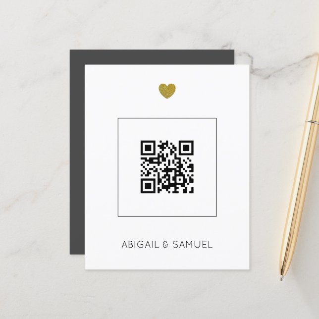 Budget Dark Gray QR Code All in One Wedding   (Front/Back In Situ)
