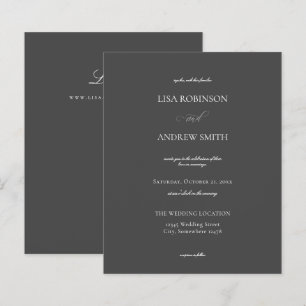 Budget Dark Grey Calligraphy Wedding