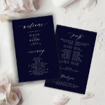 Budget dark midnight blue elegant wedding program<br><div class="desc">Modern simple minimalist typography trendy dark navy blue ceremony and party BUDGET affordable wedding program template featuring a chic trendy calligraphy script.              Easy to personalize with your custom text on both sides!</div>