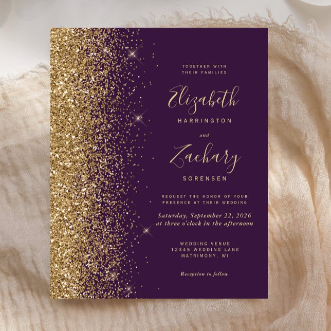 Budget Dark Purple Gold Glitter Wedding (Creator Uploaded)