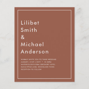 BUDGET Dark Terracotta Monochrome Wedding Flyer