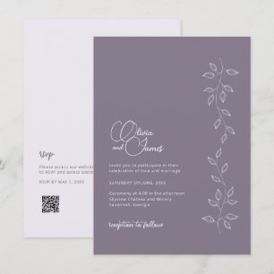 BUDGET Dark Violet Wedding Invitation with QR Code