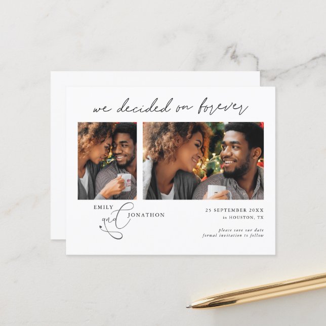 Budget Decided on Forever 2 photos Save the Date (Front/Back In Situ)