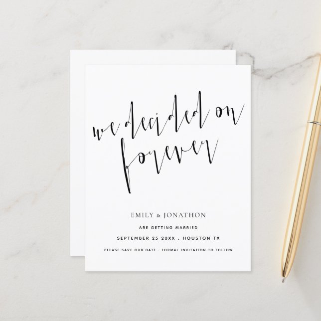 Budget Decided on Forever Any Colour Save The Date (Front/Back In Situ)