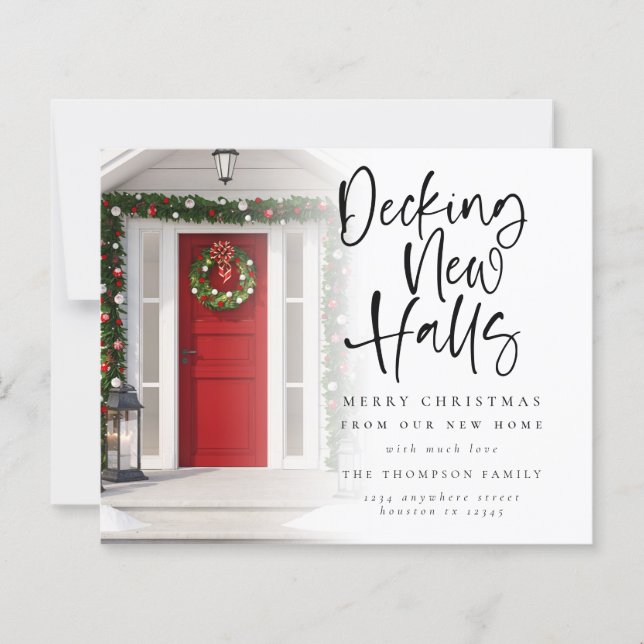 Budget Decking Halls New Home Photo Christmas Card (Front)