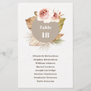 Budget desert floral boho wedding seating chart