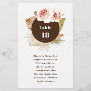 Budget desert floral boho wedding seating chart