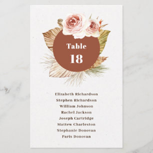Budget desert floral boho wedding seating chart