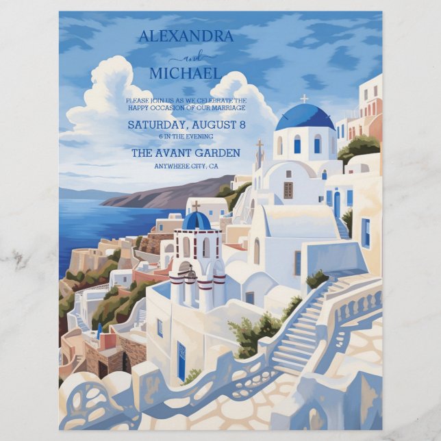 Budget Destination Greece Santorini Wedding Flyer (Front)